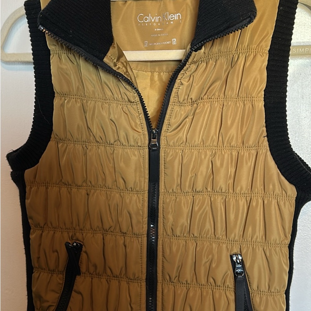 Calvin Klein Gold and Black Quilted Vest